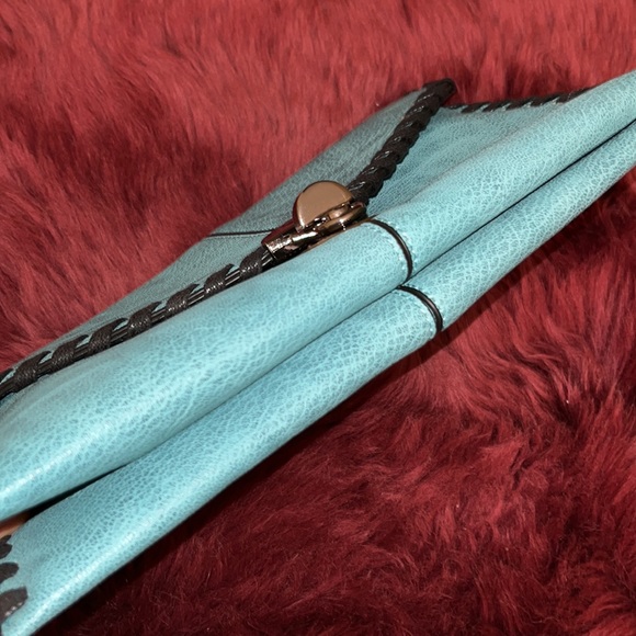New Sydney Love aqua turquoise vegan leather handbag purse clutch - Picture 10 of 10